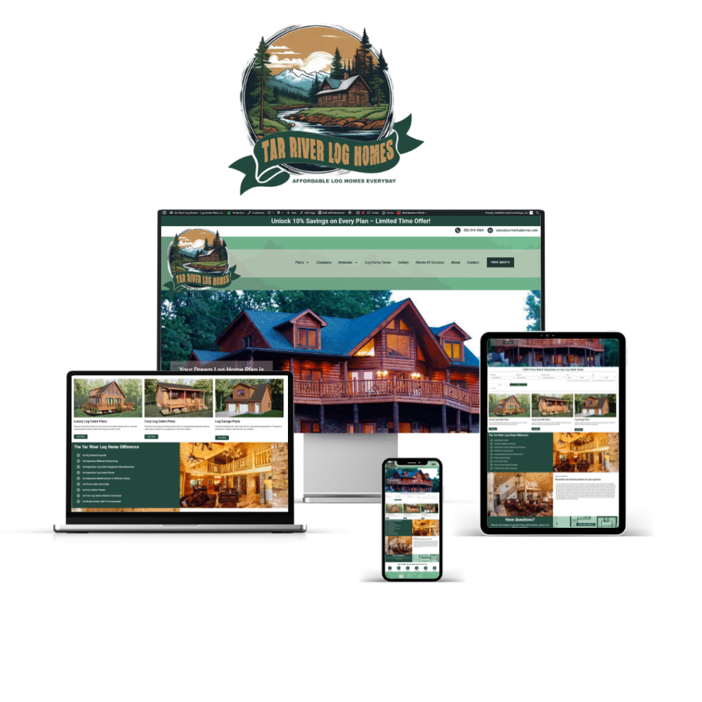 Tar River Log Homes | WordPress Development | CloudnBugs.com